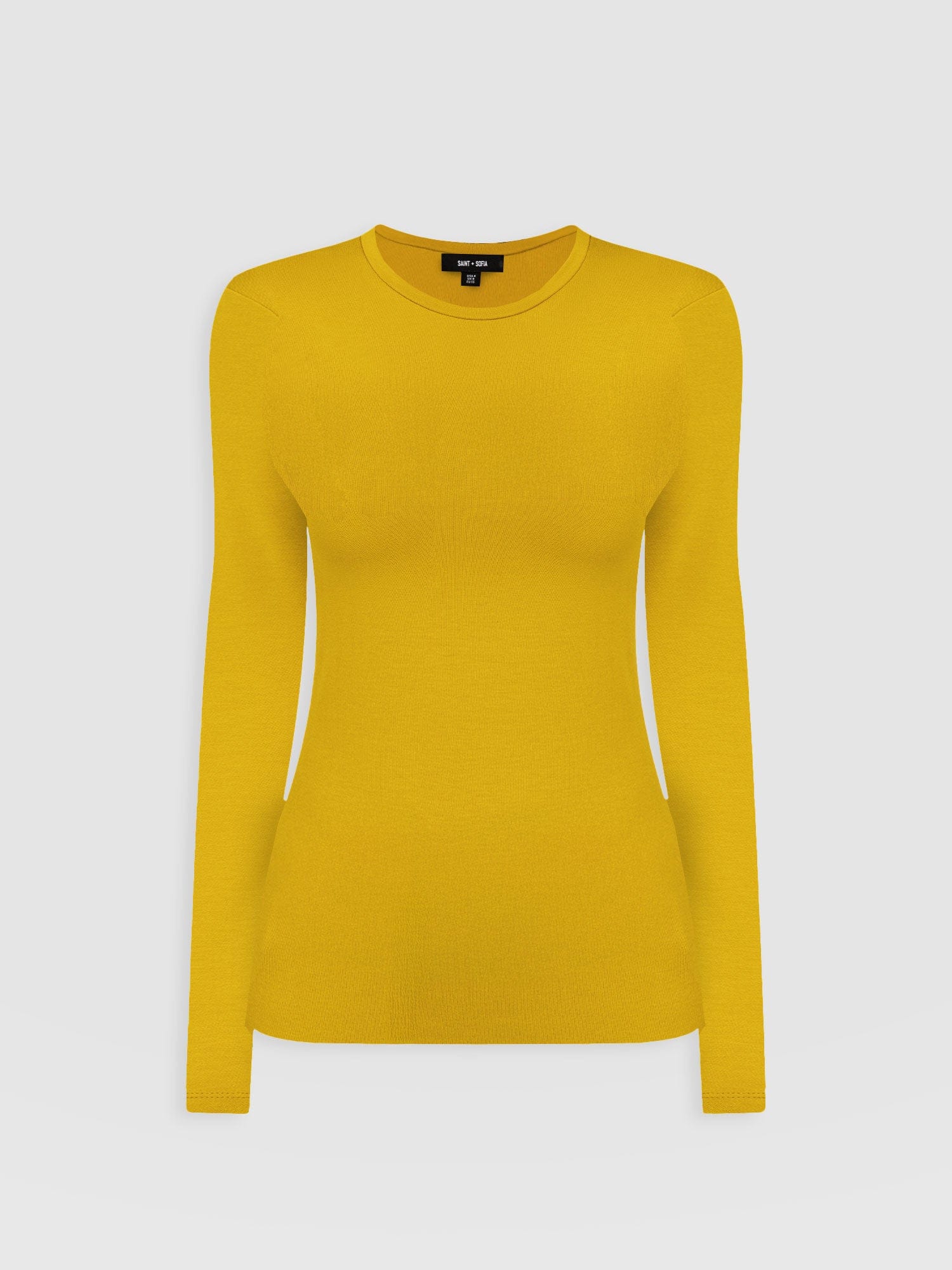 Ribbed Long Sleeve Tee - Mustard - Women's T-shirts | Saint + Sofia® USA